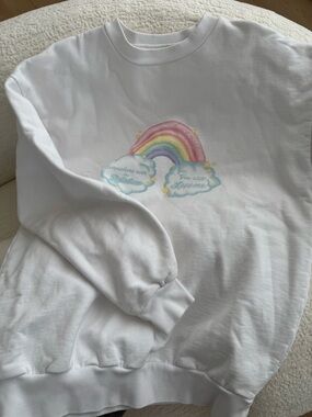 Heavy Manners White Rainbow Graphic Crewneck Sweatshirt